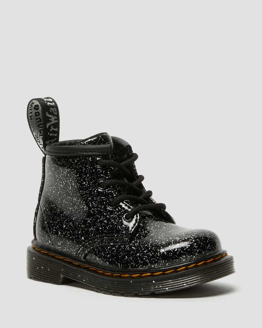 Černé dětské třpytivé kotníkové boty dr. martens 1460