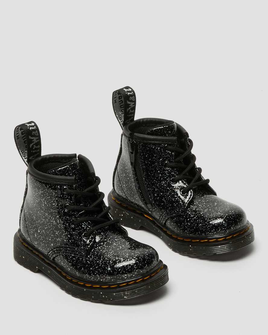 Černé dětské třpytivé kotníkové boty dr. martens 1460