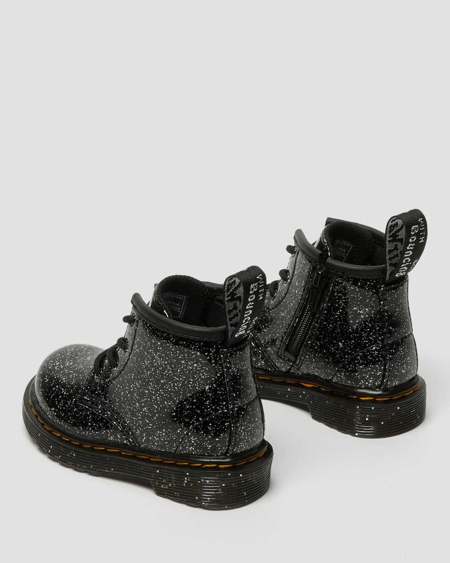 Černé dětské třpytivé kotníkové boty dr. martens 1460