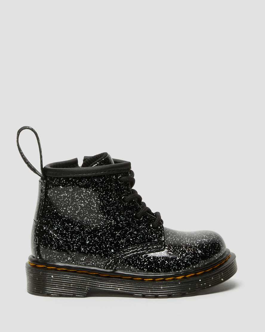 Černé dětské třpytivé kotníkové boty dr. martens 1460