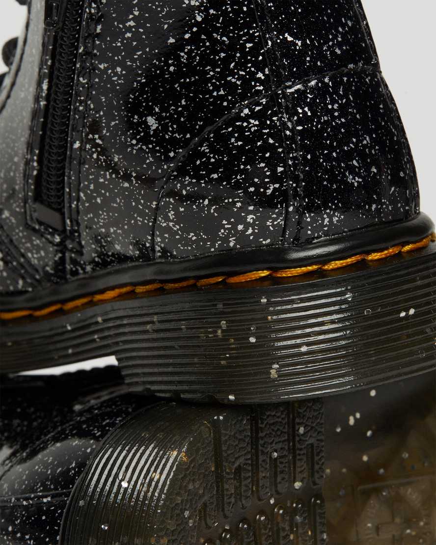 Černé dětské třpytivé kotníkové boty dr. martens 1460