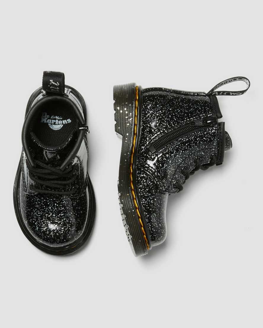 Černé dětské třpytivé kotníkové boty dr. martens 1460