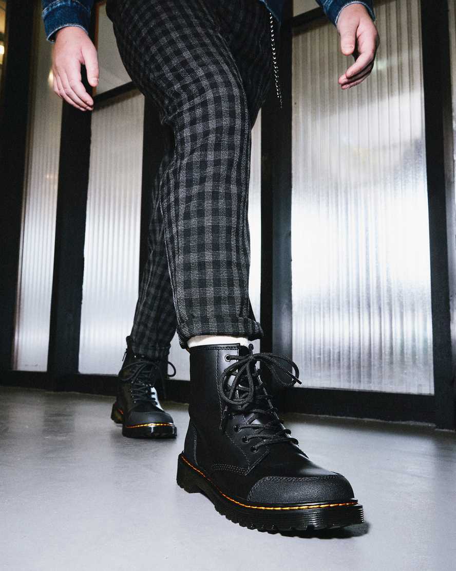Černé dětské volnočasové boty dr. martens 1460 overlay