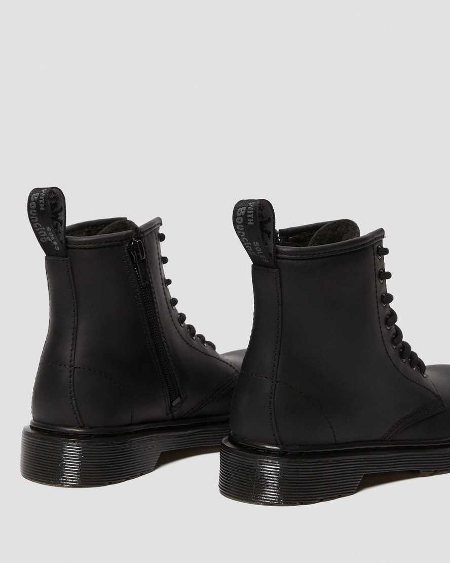 Černé dětské boty dr. martens 1460 z umělé kožešiny