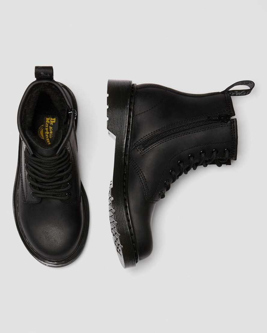 Černé dětské boty dr. martens 1460 z umělé kožešiny