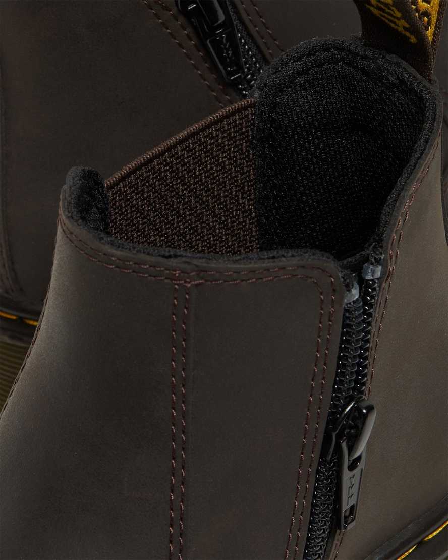 tmavě hnědé dětské boty dr. martens 2976 wildhorse chelsea