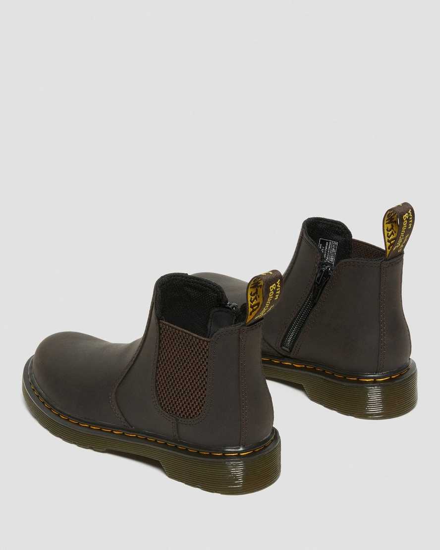 tmavě hnědé dětské boty dr. martens 2976 wildhorse chelsea
