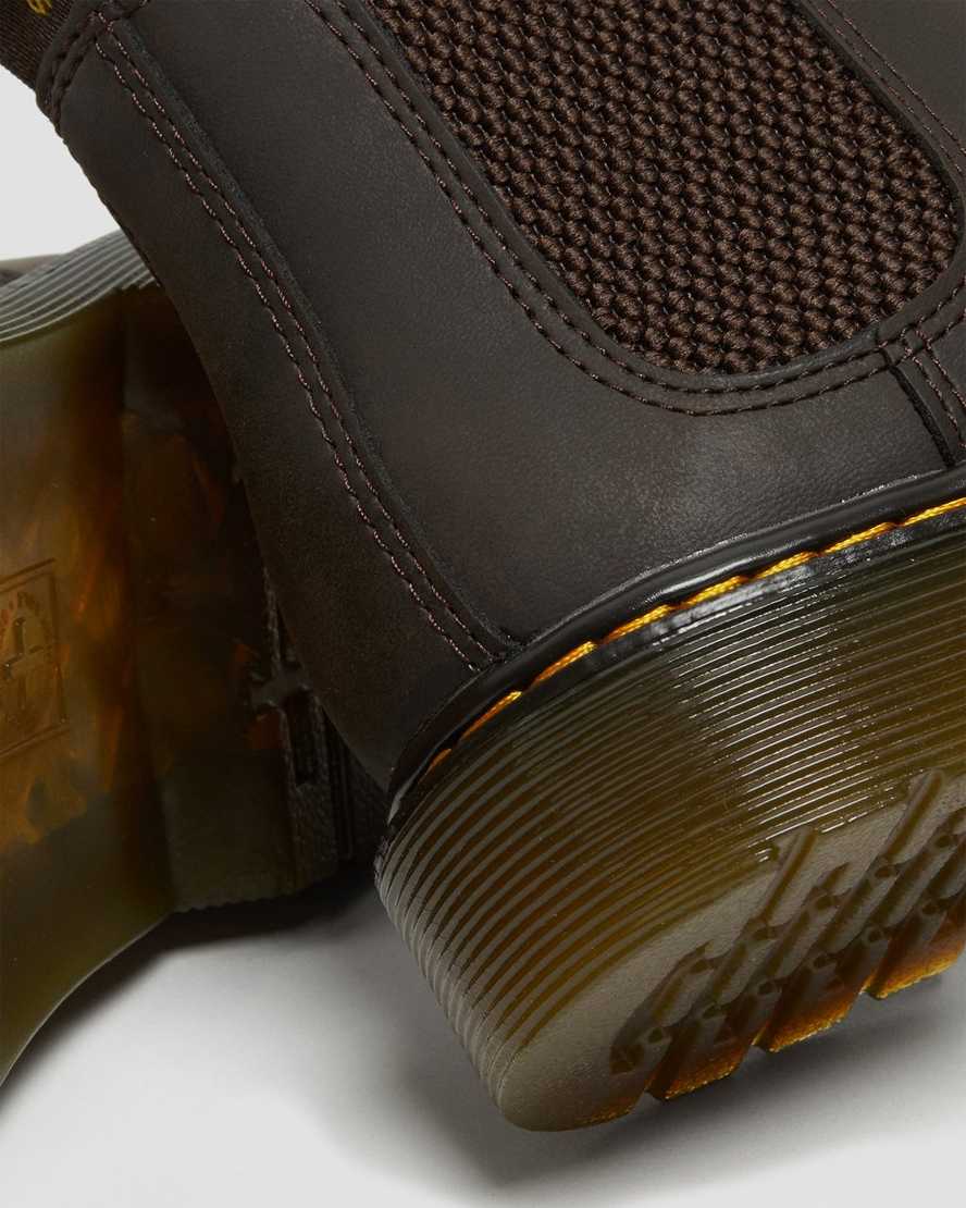 tmavě hnědé dětské boty dr. martens 2976 wildhorse chelsea