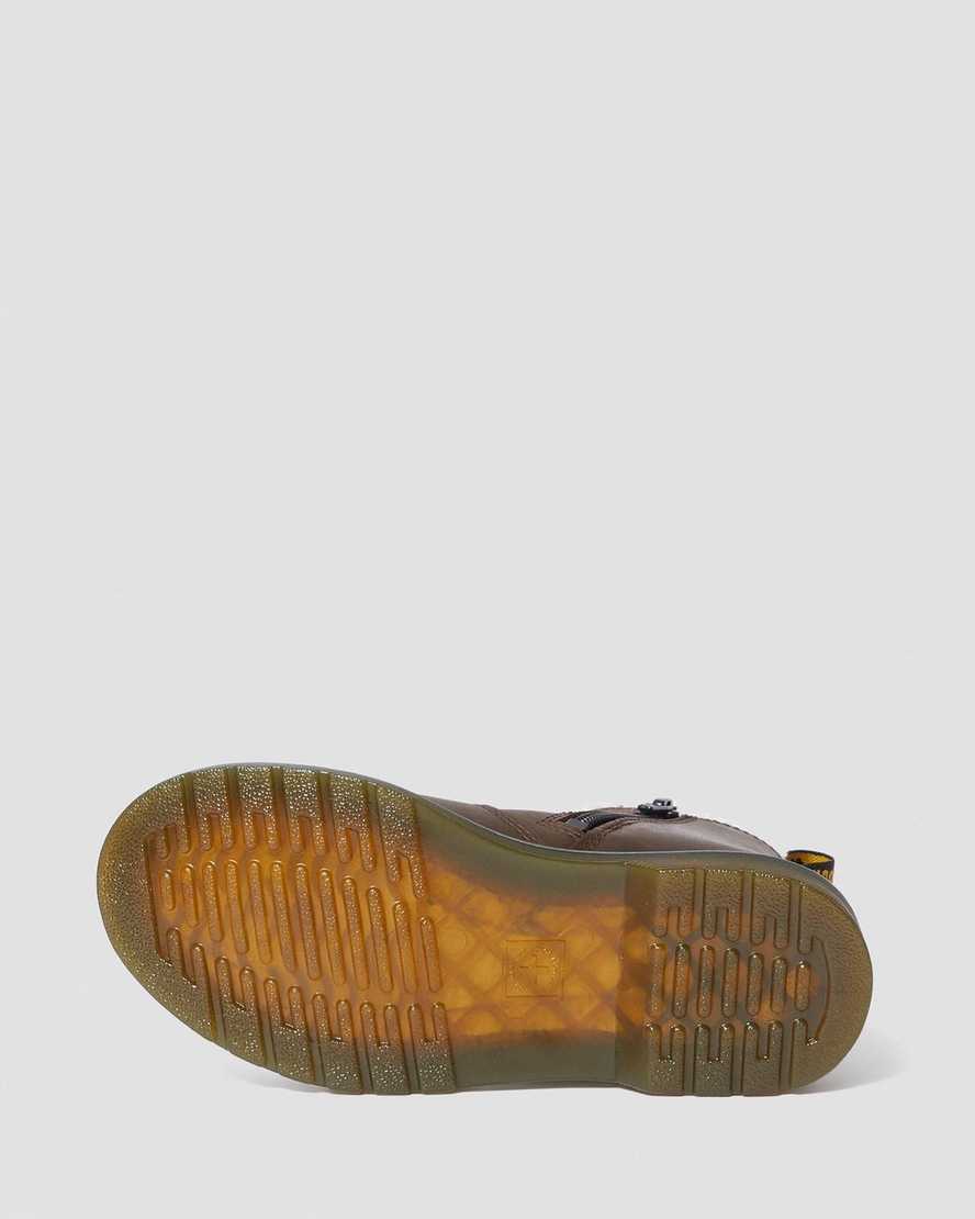 tmavě hnědé dětské boty dr. martens 2976 s umělou kožešinou