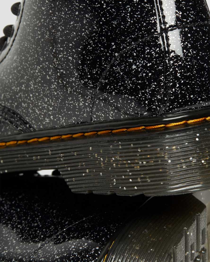 Černé dětské třpytivé šněrovací boty dr. martens 1460
