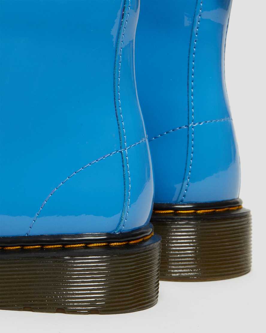dětské lakované boty dr. martens 1460 v modrých šněrovacích rolákech