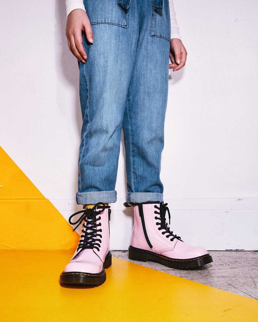 dětské lakované šněrovací boty dr. martens 1460 růžové