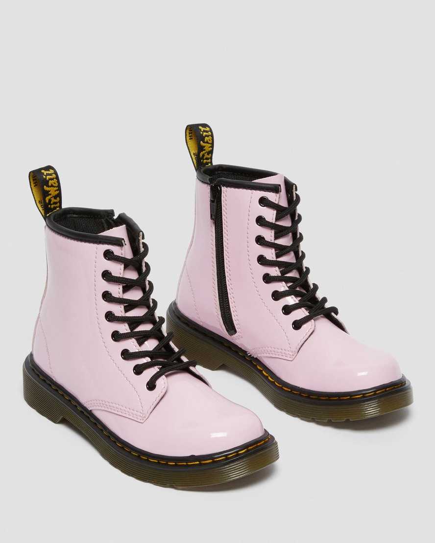 dětské lakované šněrovací boty dr. martens 1460 růžové