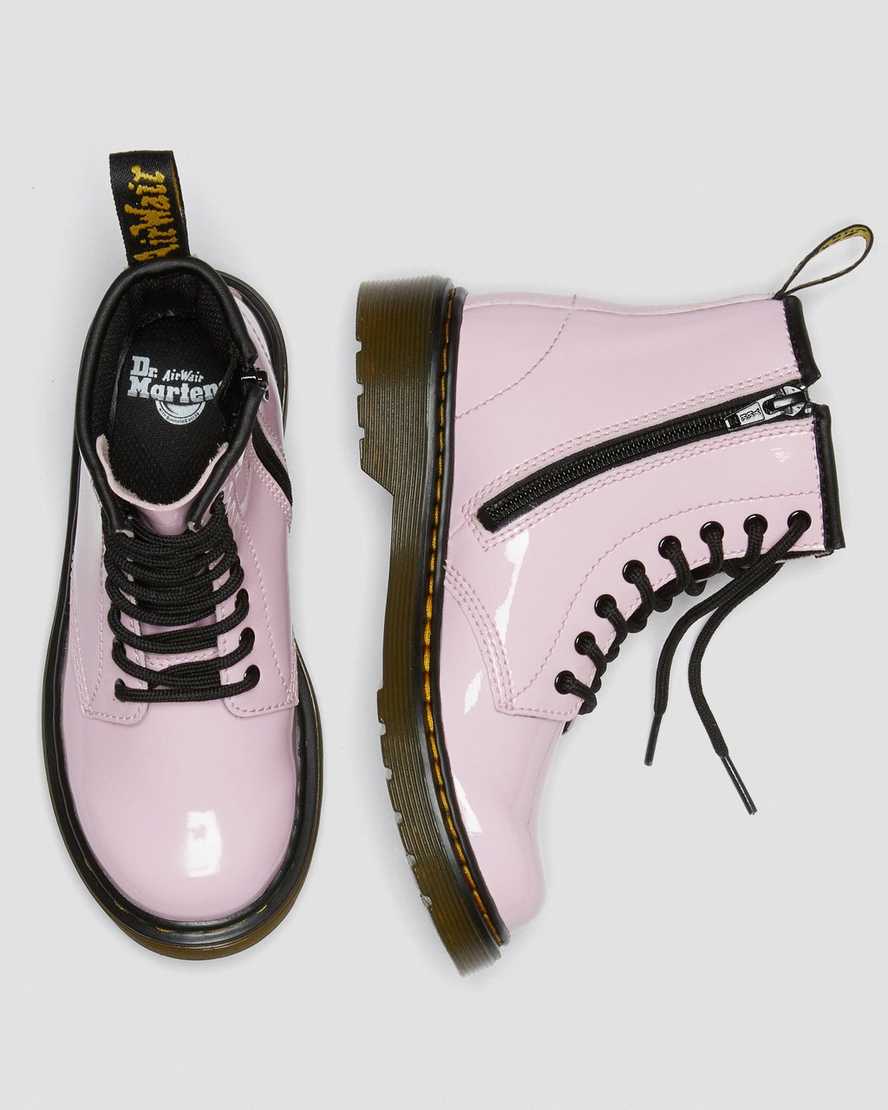 dětské lakované šněrovací boty dr. martens 1460 růžové