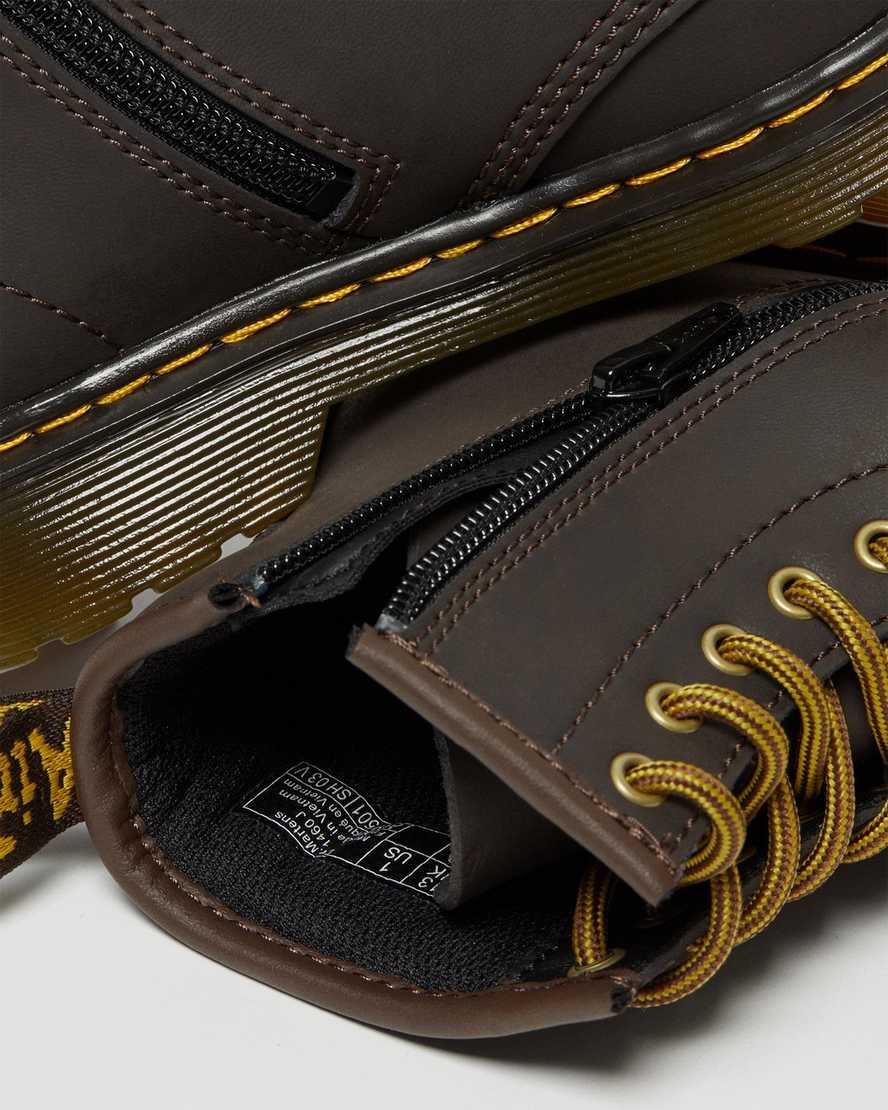 tmavě hnědé dětské šněrovací boty dr. martens 1460 wildhorse