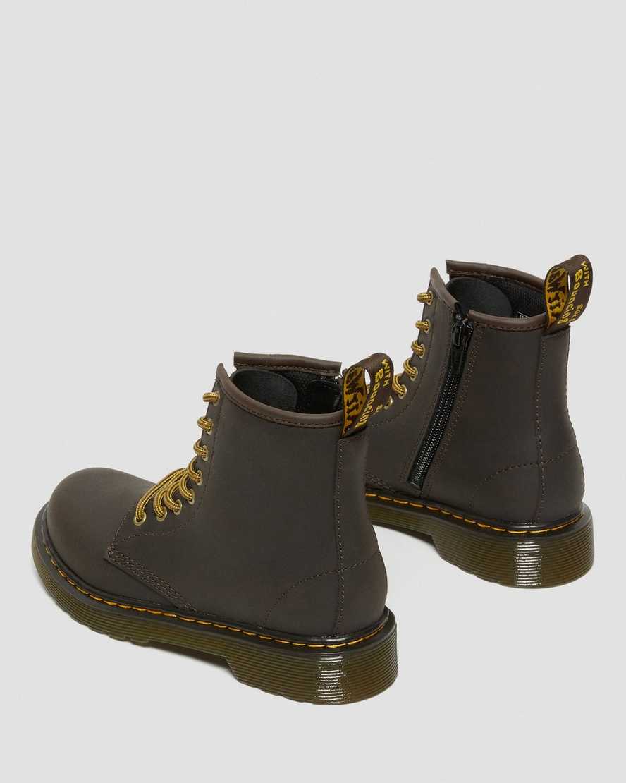 tmavě hnědé dětské šněrovací boty dr. martens 1460 wildhorse