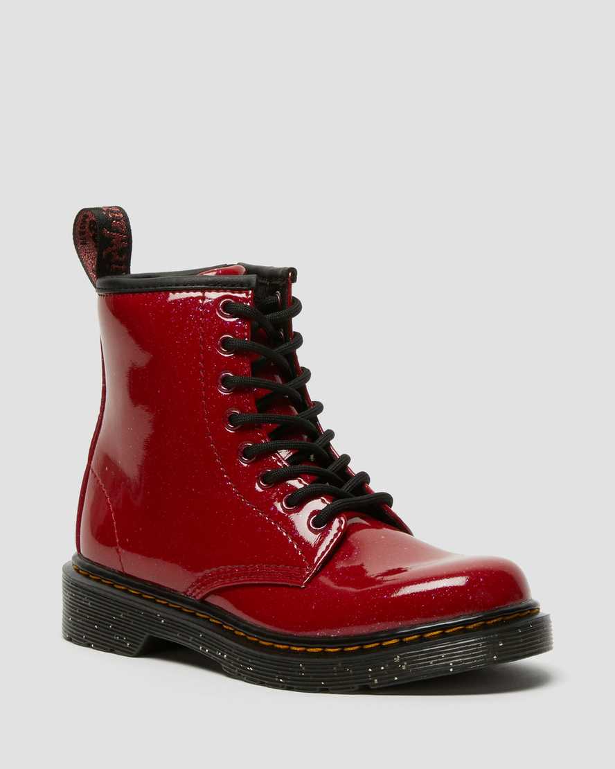 dětské třpytivé šněrovací boty dr. martens 1460 červené