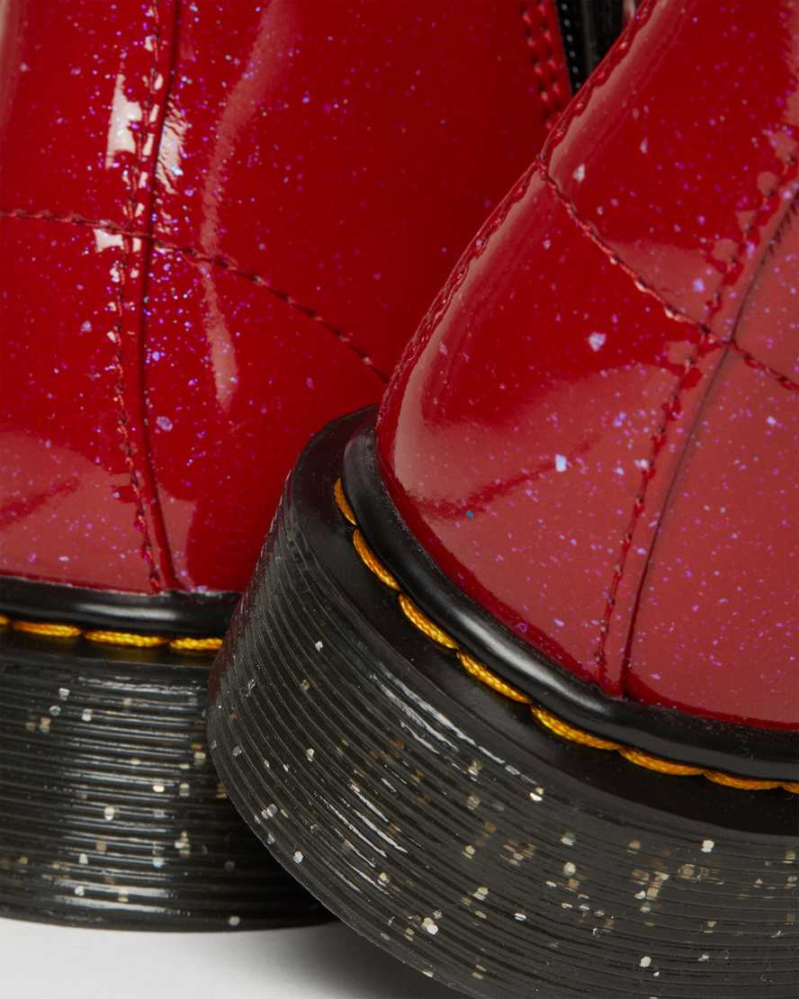 dětské třpytivé šněrovací boty dr. martens 1460 červené