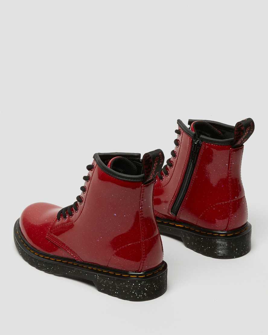 dětské třpytivé šněrovací boty dr. martens 1460 červené