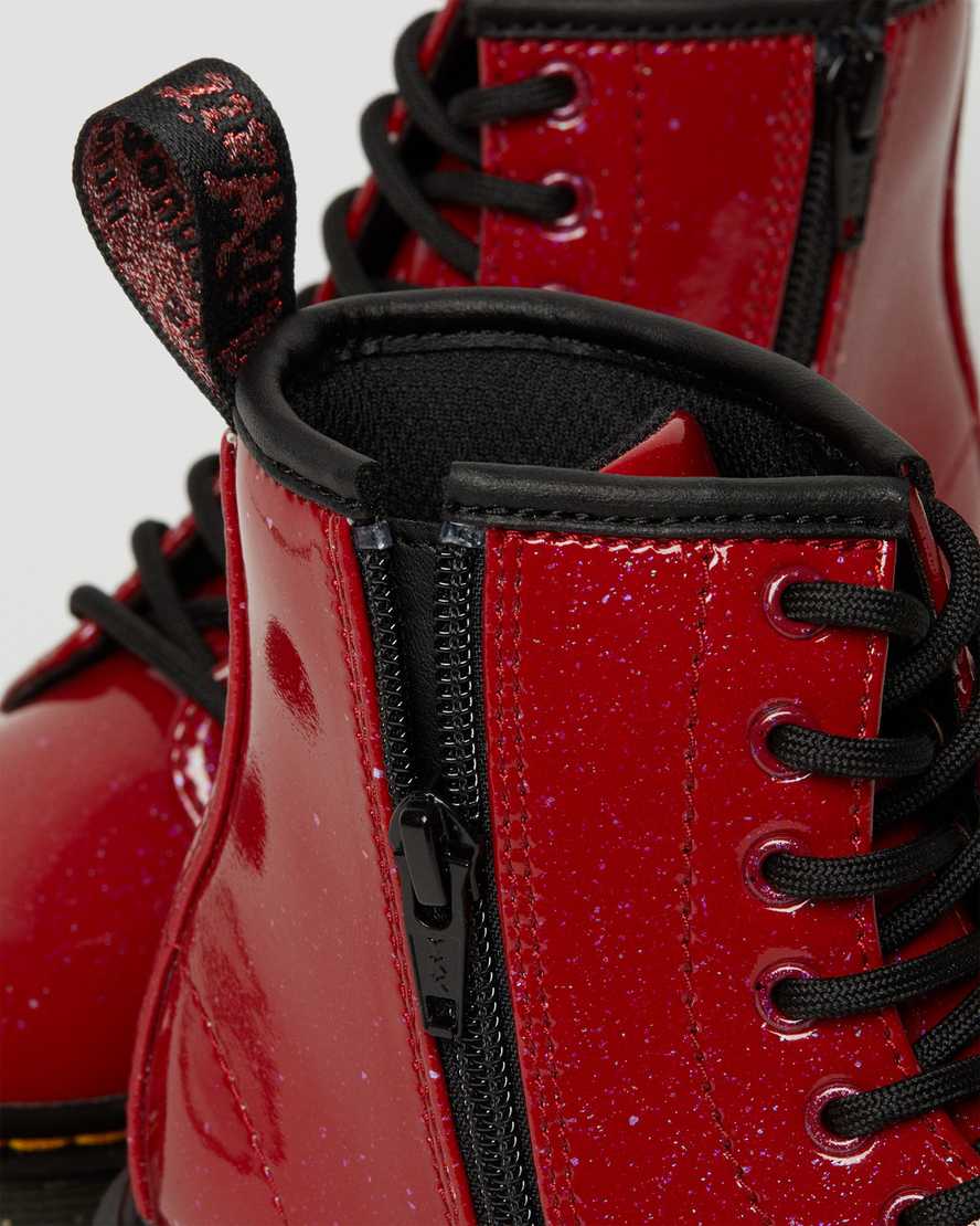 dětské třpytivé šněrovací boty dr. martens 1460 červené