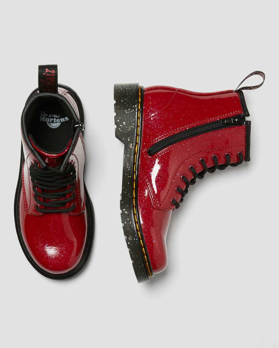 dětské třpytivé šněrovací boty dr. martens 1460 červené