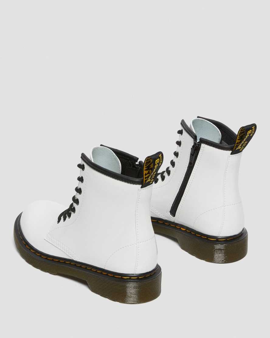 bílé dětské lakované šněrovací boty dr. martens 1460