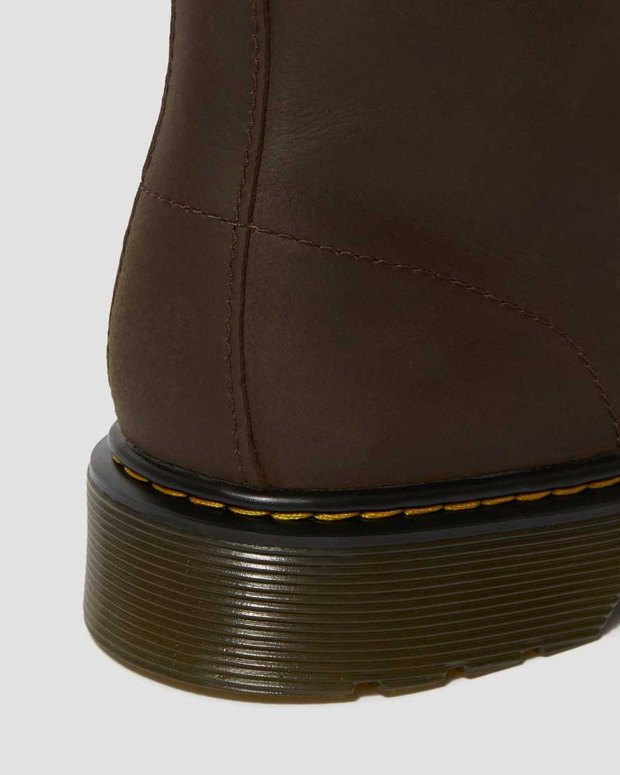 tmavě hnědé dětské šněrovací boty dr. martens 1460 s podšívkou z umělé kožešiny