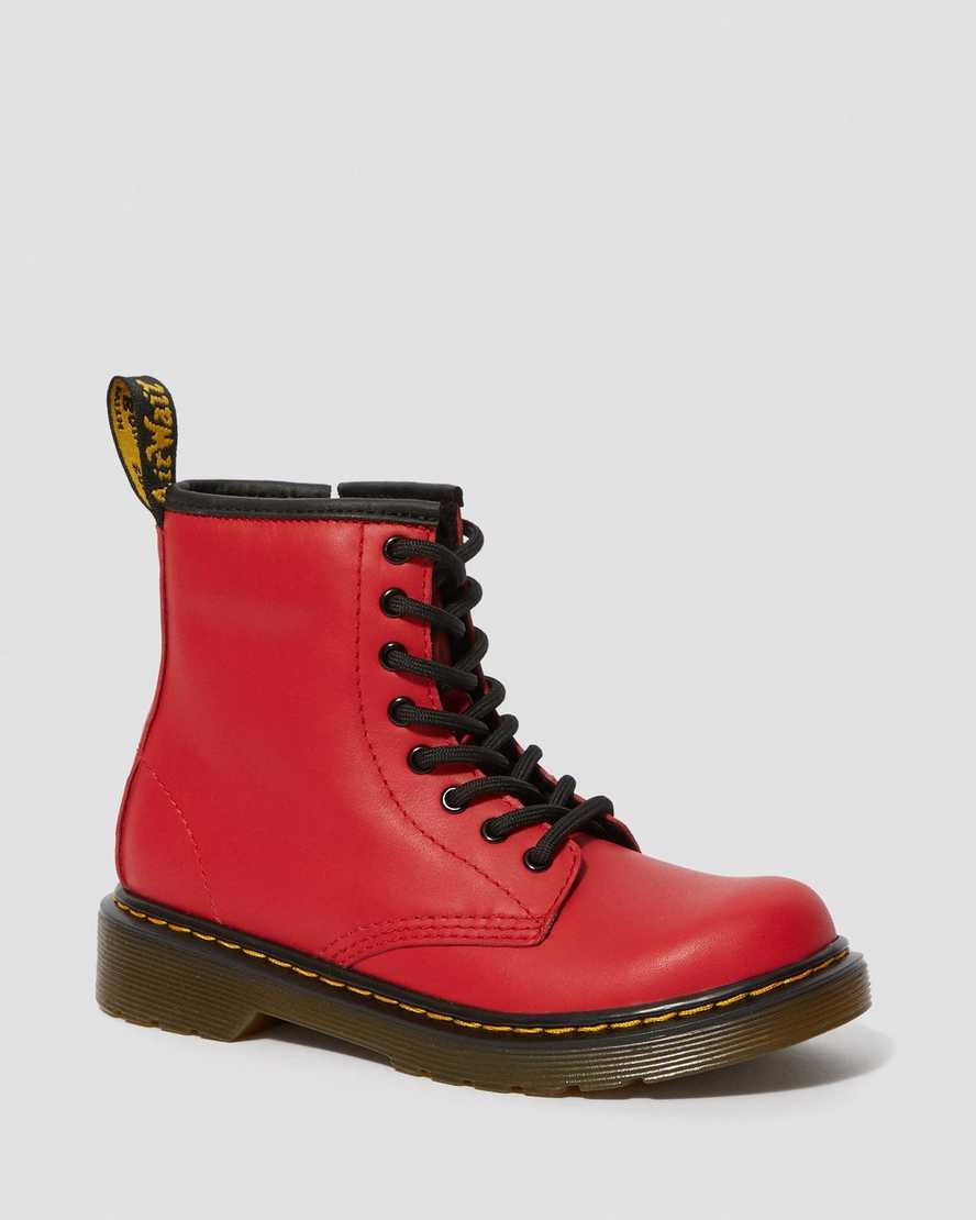 Červené dětské šněrovací boty dr. martens 1460