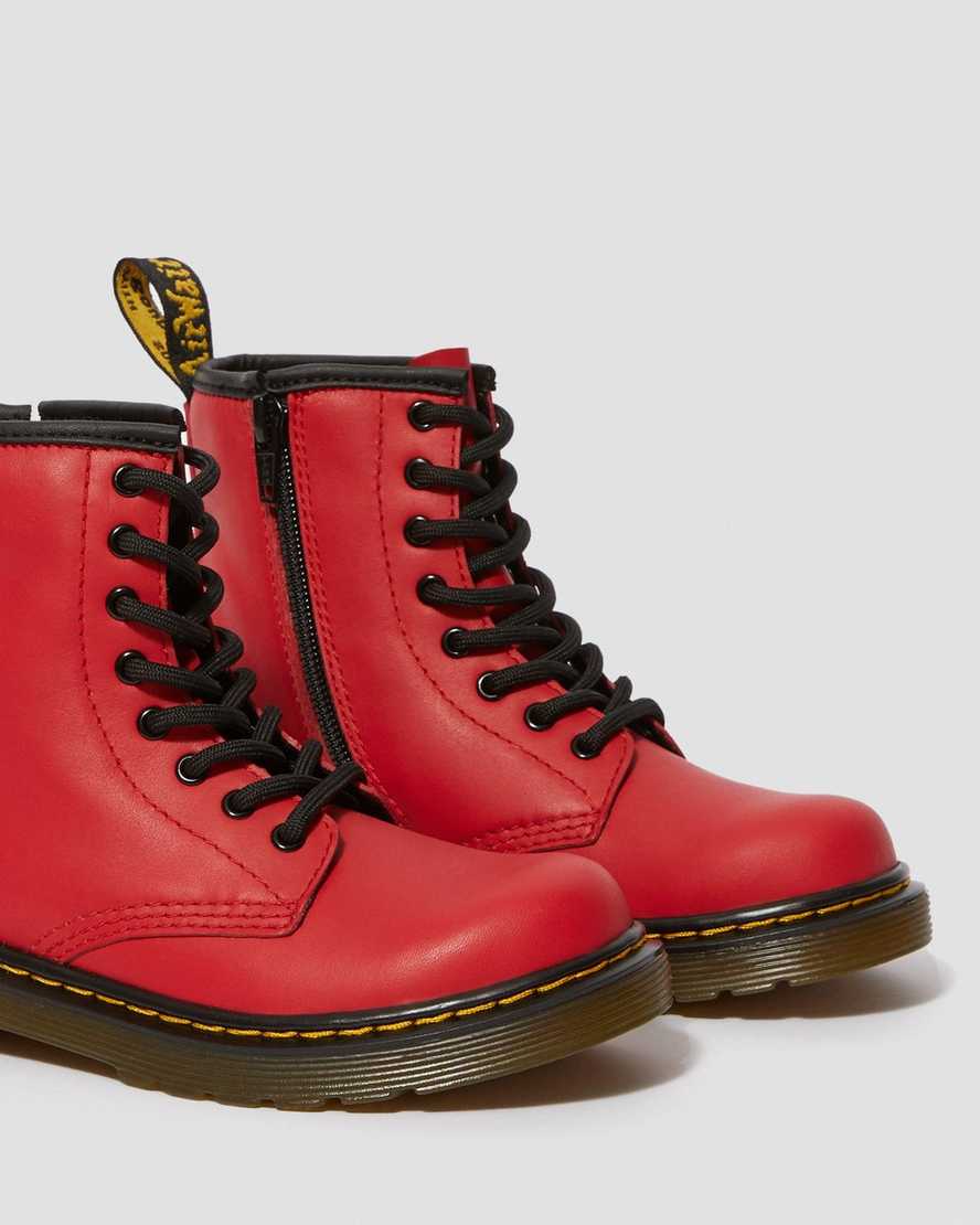 Červené dětské šněrovací boty dr. martens 1460