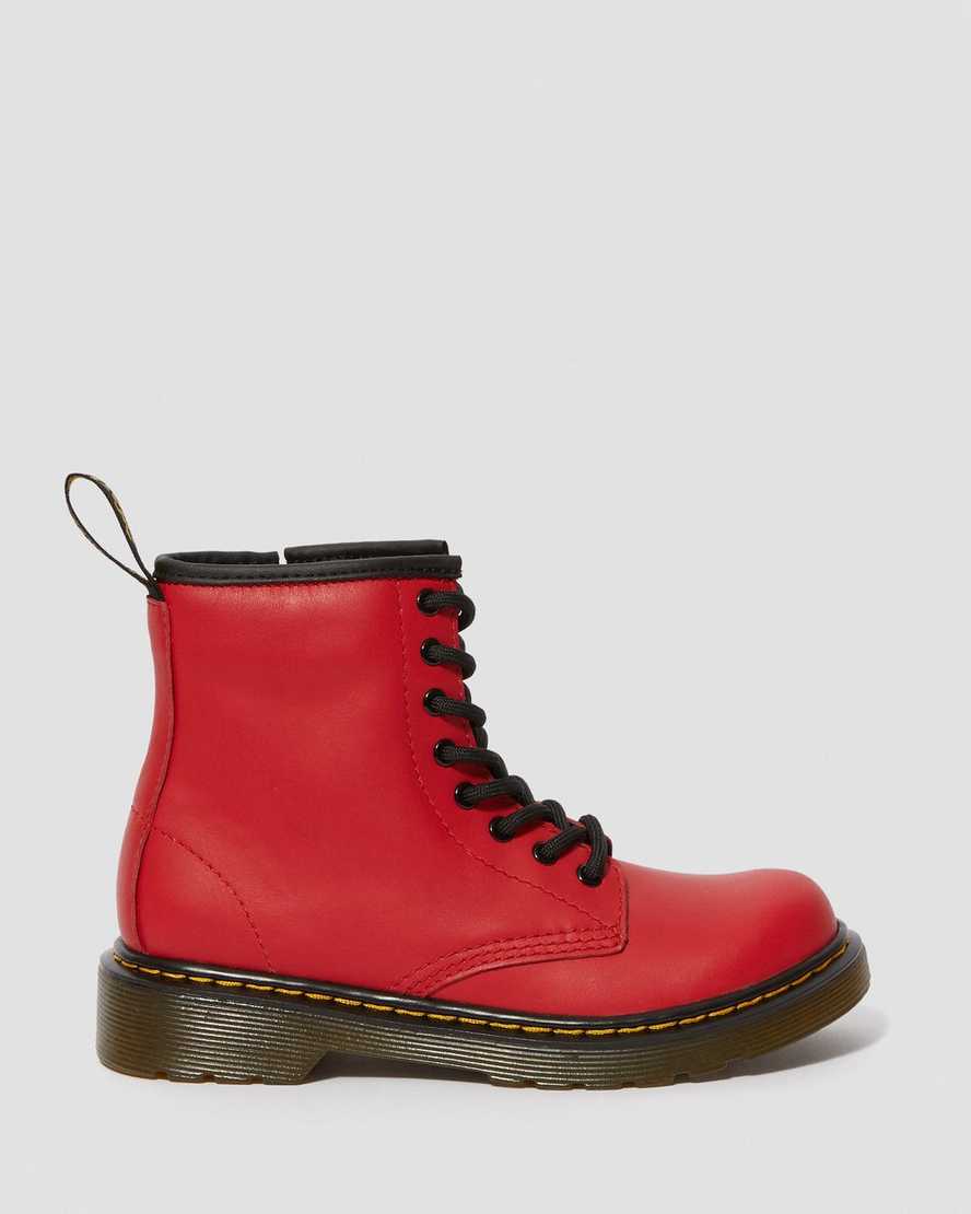 Červené dětské šněrovací boty dr. martens 1460