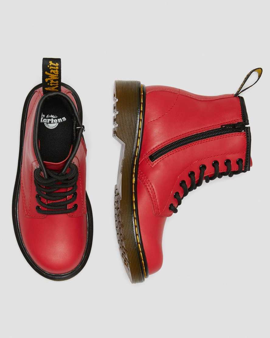 Červené dětské šněrovací boty dr. martens 1460