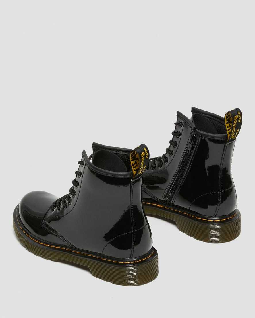 Černé dětské lakované šněrovací boty dr. martens 1460