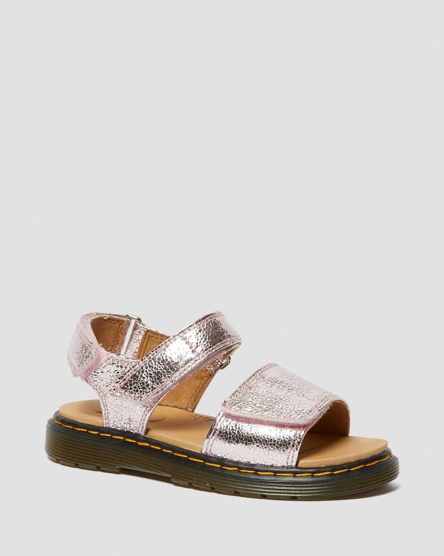dětské sandály dr. martens romi metallic růžové