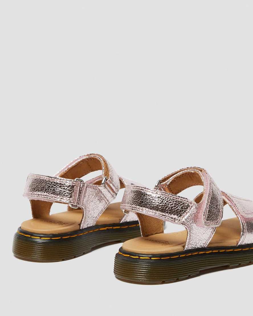 dětské sandály dr. martens romi metallic růžové
