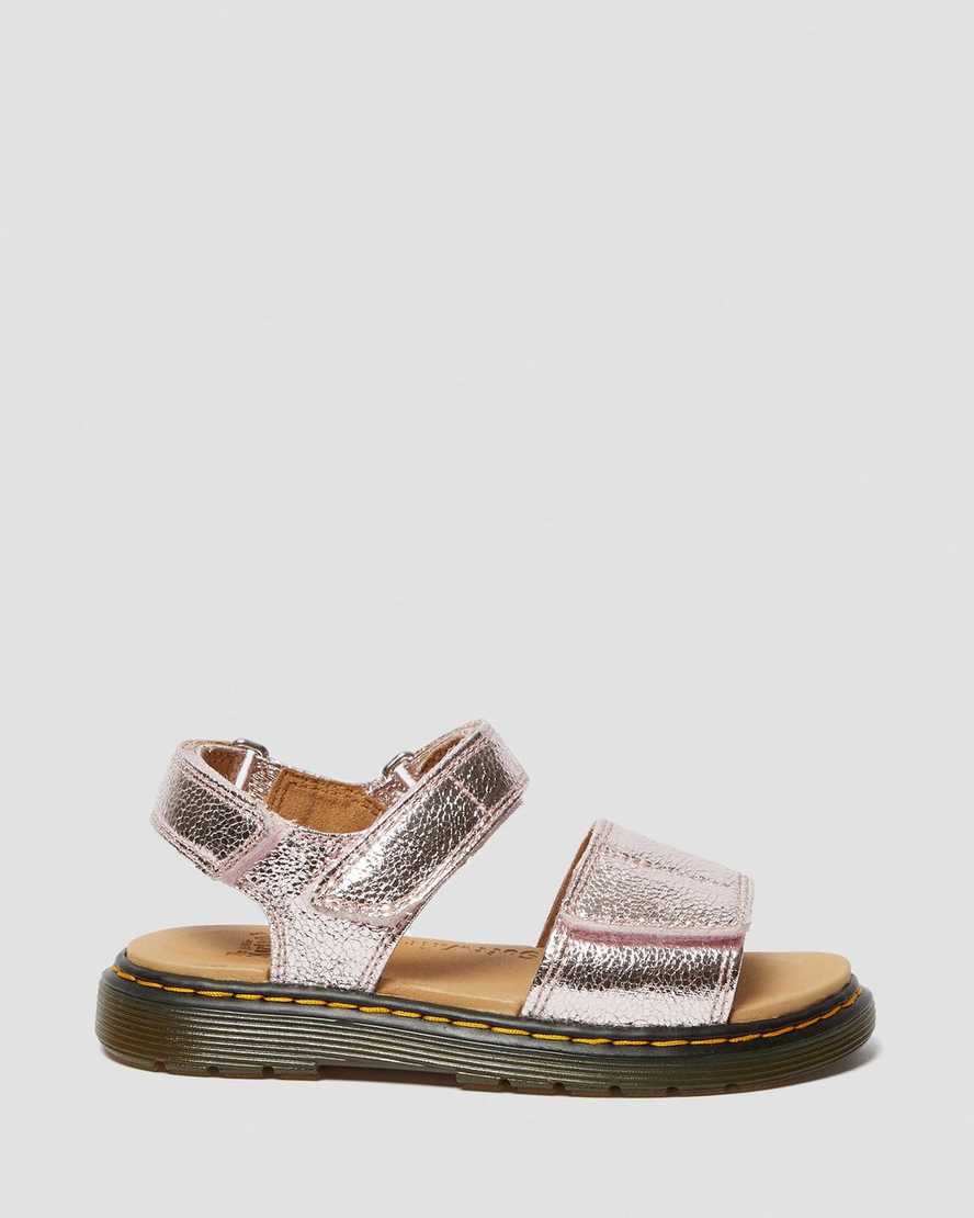 dětské sandály dr. martens romi metallic růžové