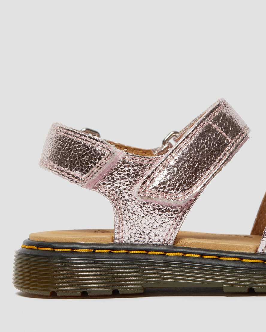 dětské sandály dr. martens romi metallic růžové