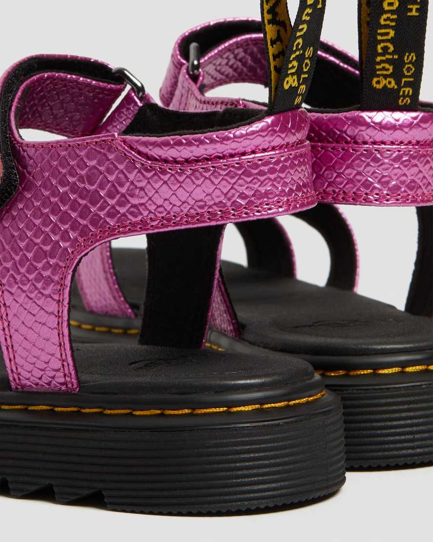 dětské sandály dr. martens klaire reptile emboss strap růžové