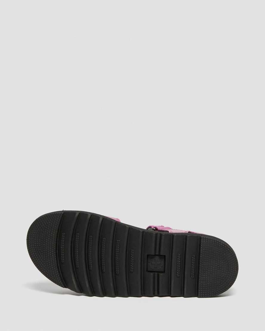dětské sandály dr. martens klaire reptile emboss strap růžové