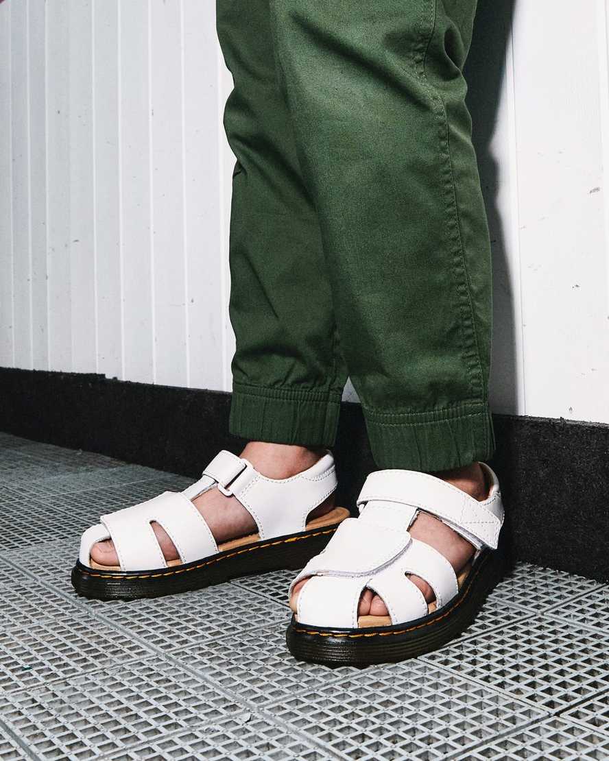 dětské sandály dr. martens moby ii na suchý zip v bílém provedení