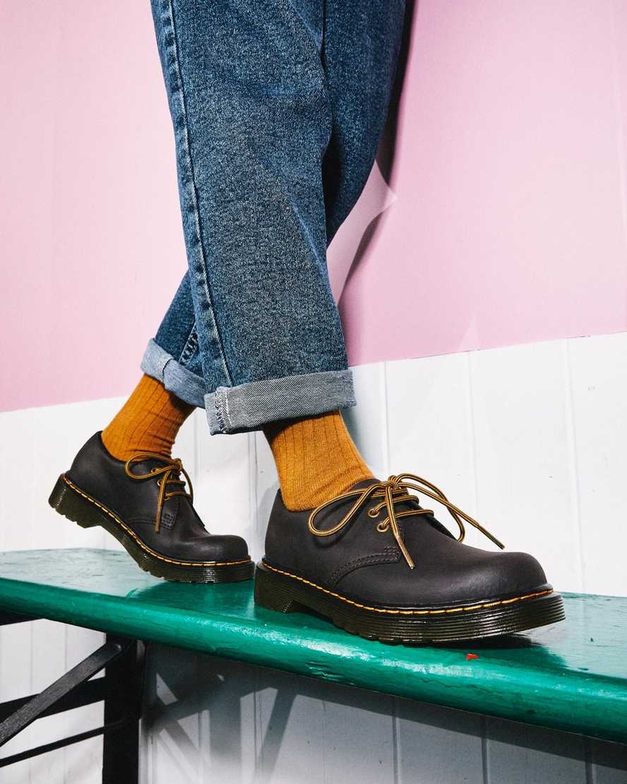 tmavě hnědé dětské boty dr. martens 1461 wildhorse