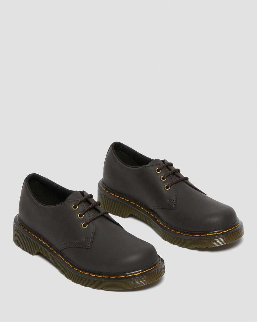 tmavě hnědé dětské boty dr. martens 1461 wildhorse