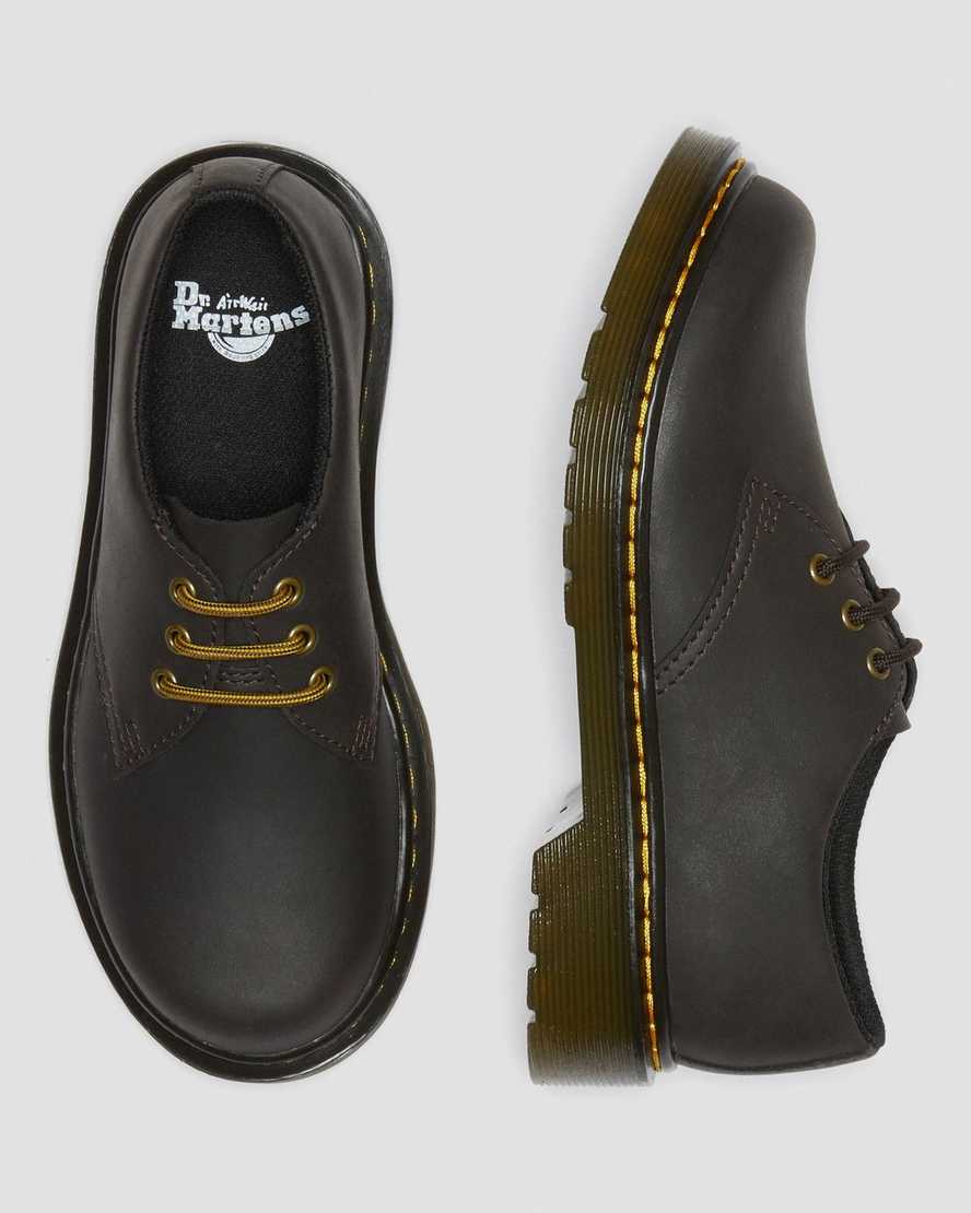 tmavě hnědé dětské boty dr. martens 1461 wildhorse