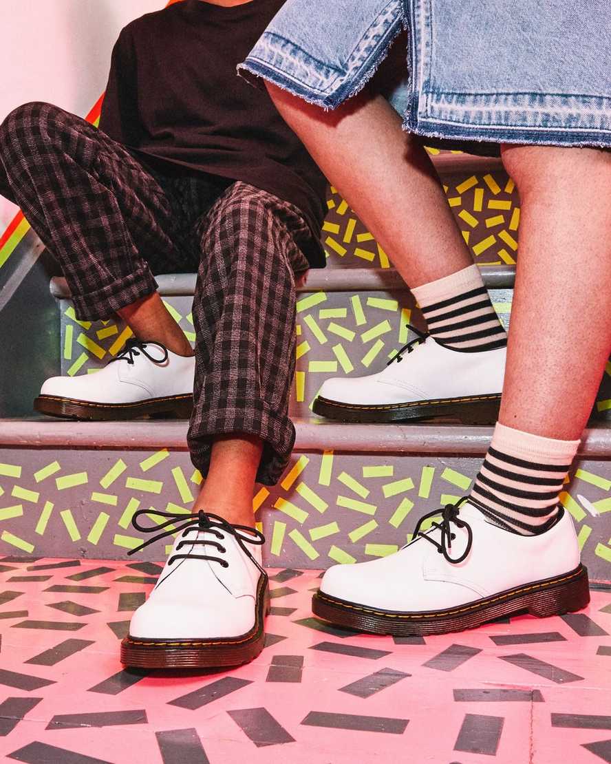 bílé dětské šněrovací boty dr. martens 1461