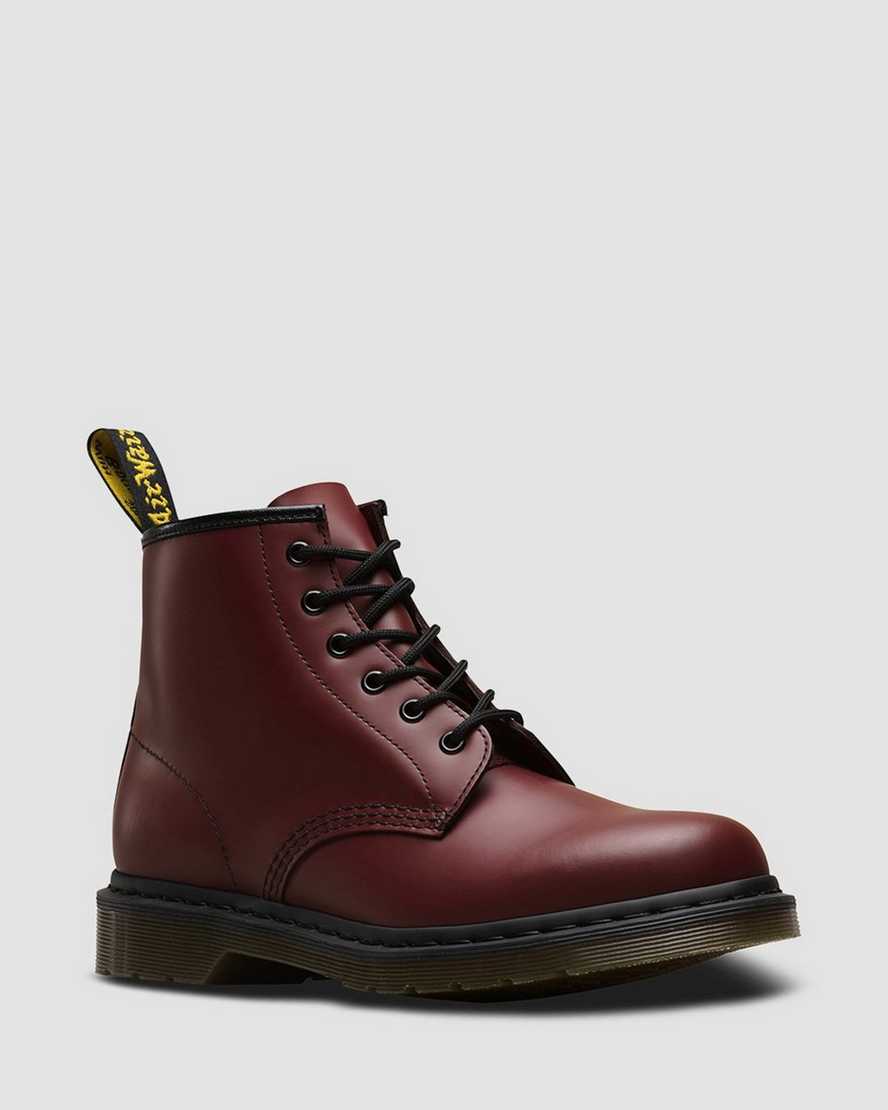 Červené pánské kotníkové boty dr. martens 101 smooth