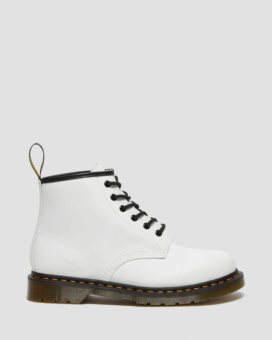 bílé pánské kotníkové boty dr. martens 101 yellow stitch smooth