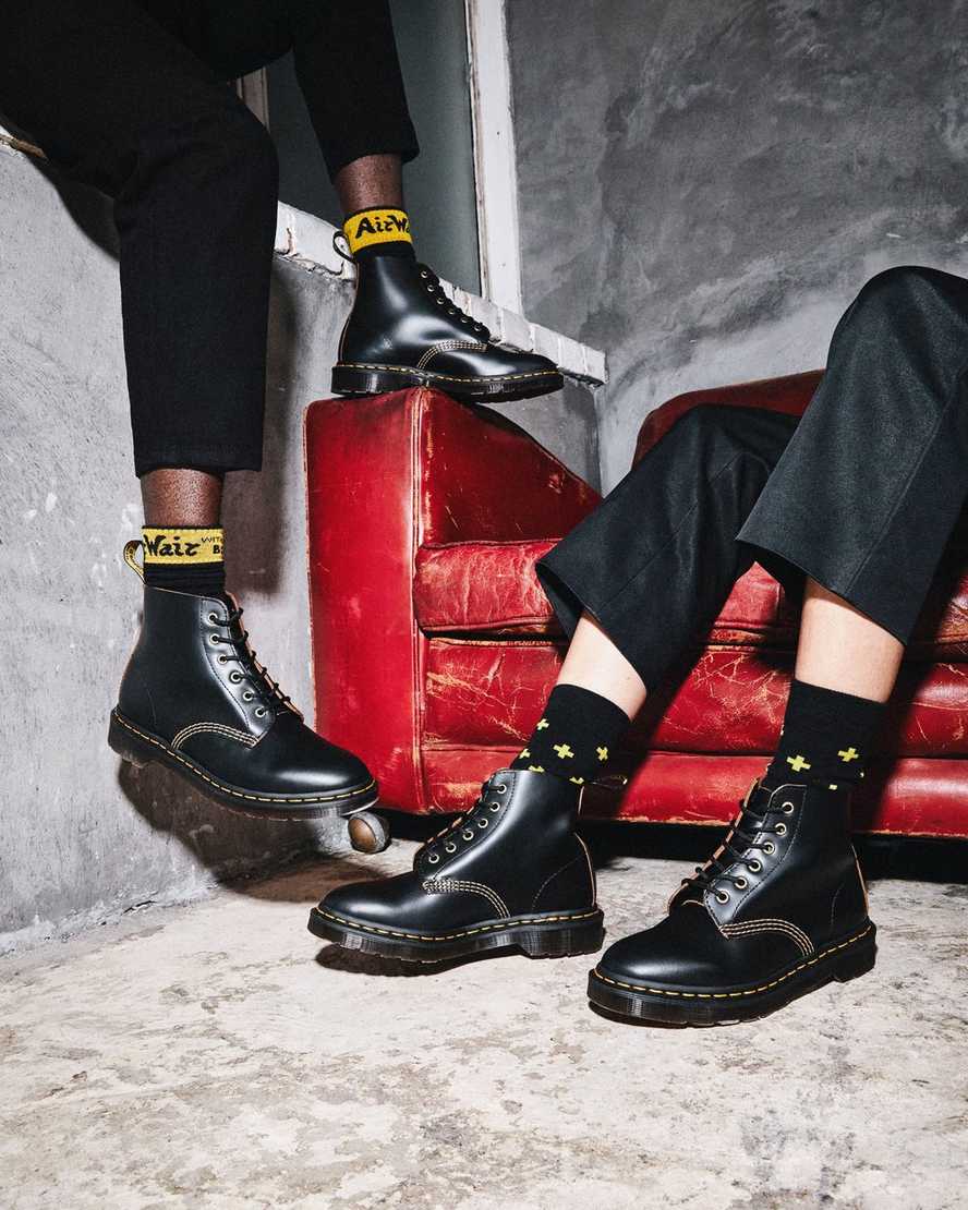 Černé pánské kotníkové boty dr. martens 101 vintage smooth