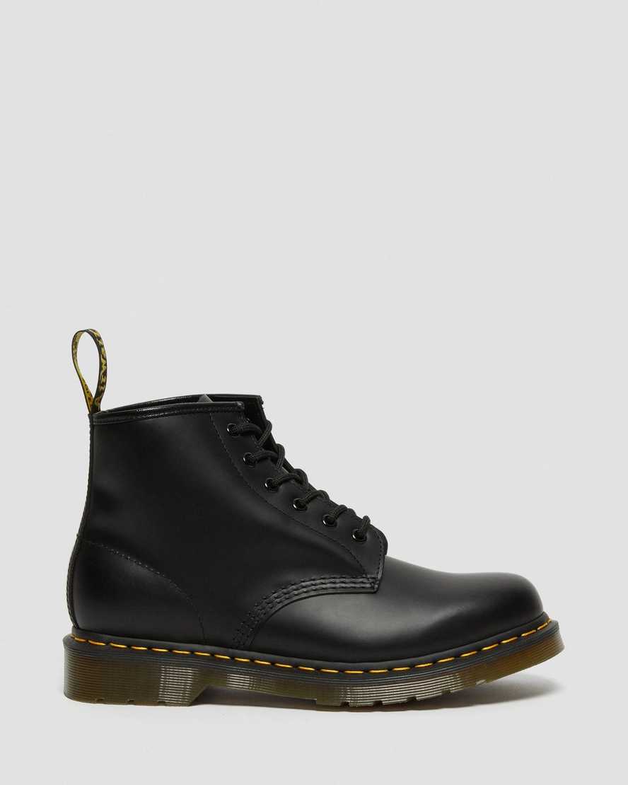 Černé pánské kotníkové boty dr. martens 101 yellow stitch smooth
