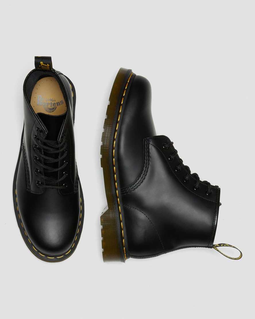 Černé pánské kotníkové boty dr. martens 101 yellow stitch smooth