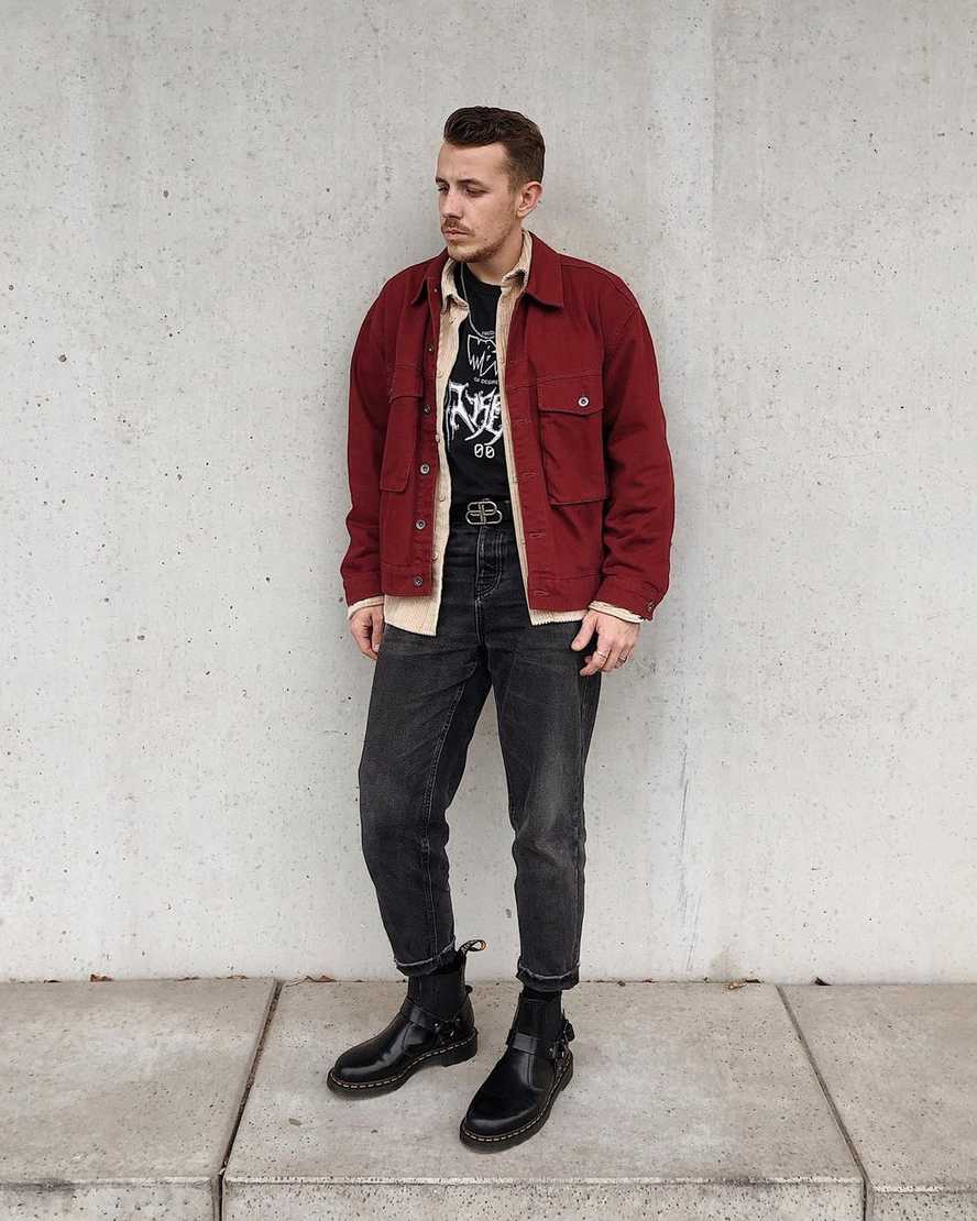 Černé pánské boty dr. martens wincox smooth s přezkou