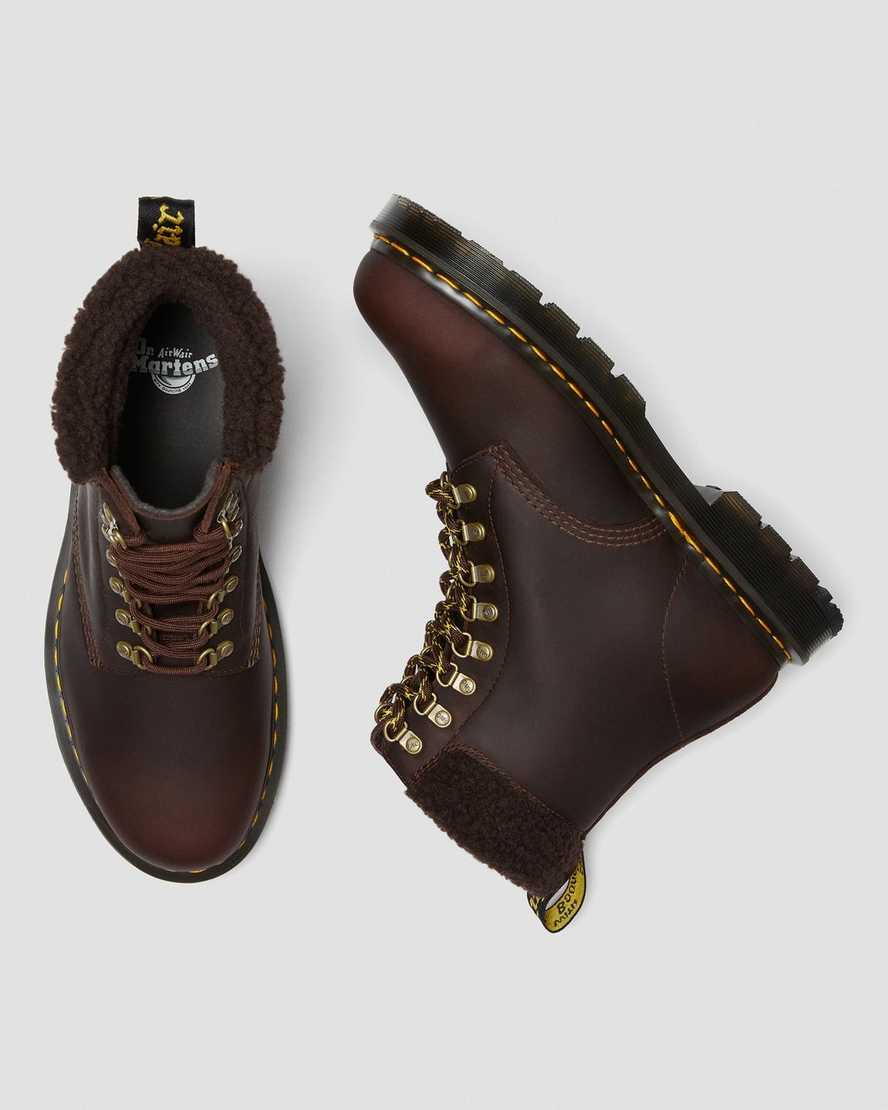 tmavě hnědé pánské volnočasové boty dr. martens 1460 dms wintergrip fleece